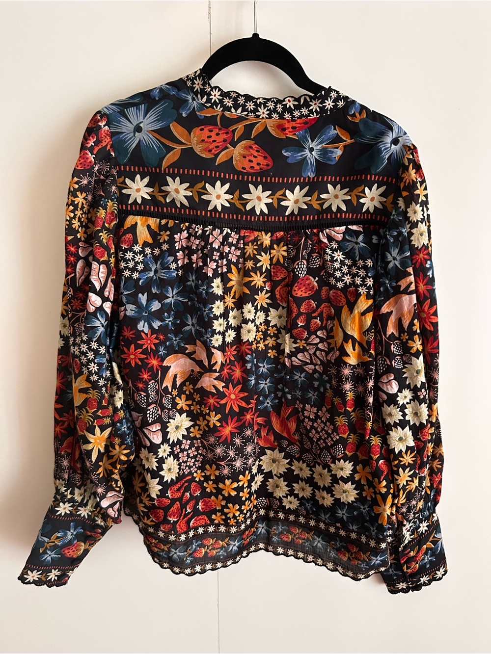 FARM Rio Black Multicolor Floral Peasant Blouse - Picture 5 of 5